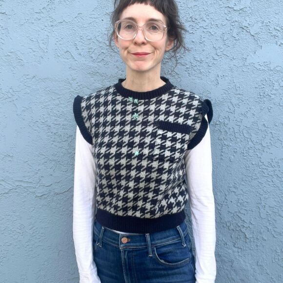 Pendleton Sweater Vest Upcycled Embroidered Eco Clothing Size Small - Picture 1 of 9